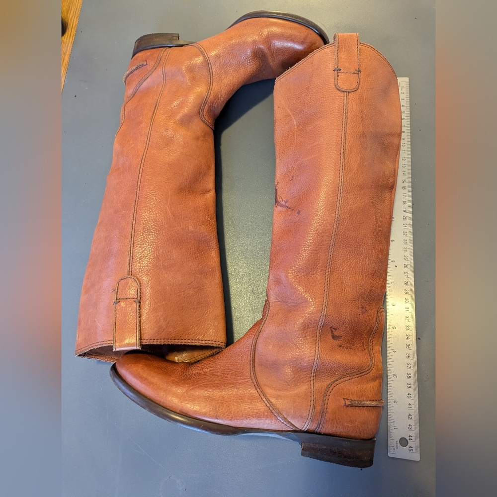 Madewell Riding Tan Leather Tall Heeled Boots 9.5 Size 9